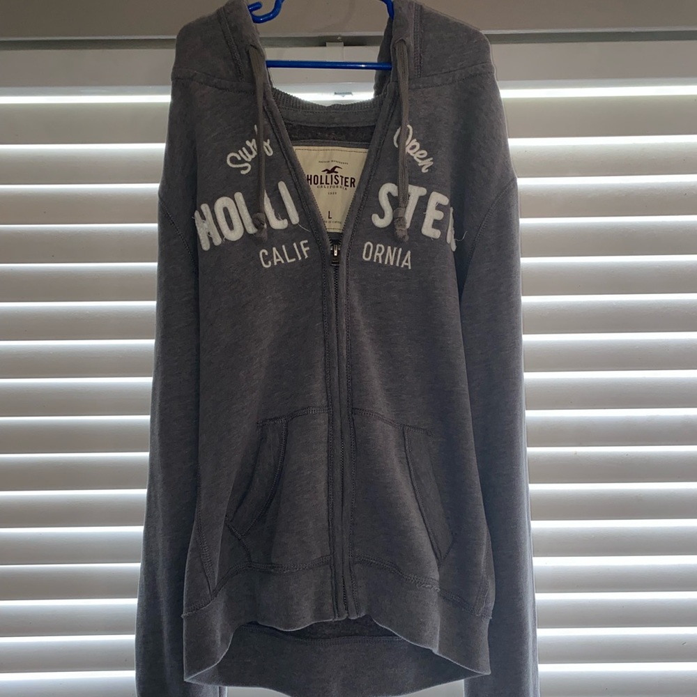 Gray Hollister zip up jacket
